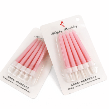 מיני נרות ורוד לקאפקייקס-10 יחידות