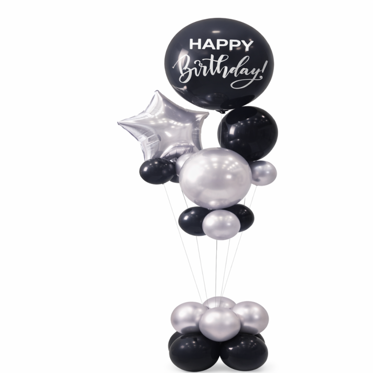 ערכת בלונים לסידור עצמי שחור כסף