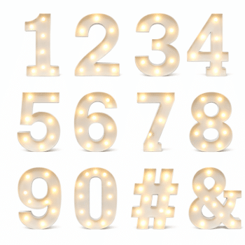 מספרים עם אורות לעיצוב השולחן