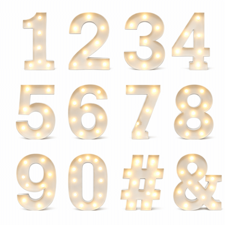 מספרים עם אורות לעיצוב השולחן