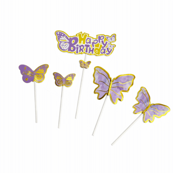 קיסמי פרפרים לעוגה- 6 יחידות