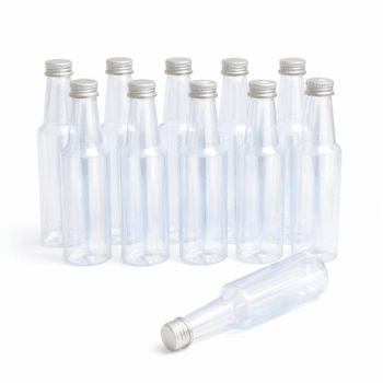 בקבוקון פלסטיק קטן עם פקק כסף-10 יחידות