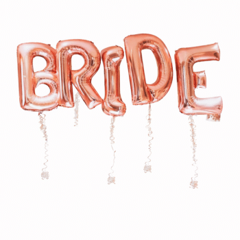 סט בלונים לניפוח עצמי  BRIDE   ענק רוז גולד