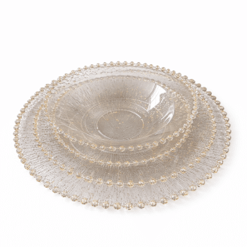 צלחות פנינים זהב נצנצים גדולות-10 יחידות