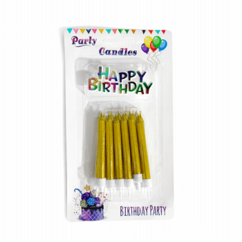 סט נרות בצבע זהב עם מעמד-12 יחידות