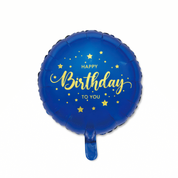 בלון יום הולדת  שמח כחול זהב