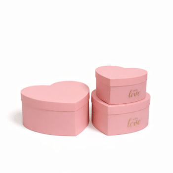 קופסאות בצורת לב ורוד -3 יחידות