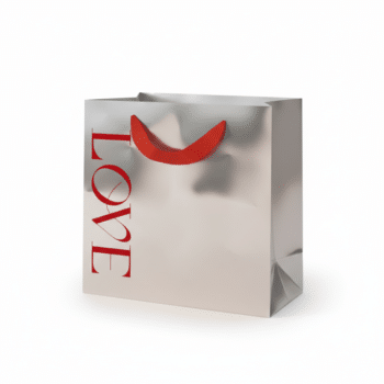 שקית מתנה ענקית LOVE כסף מבריק