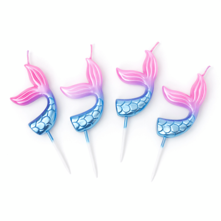 נרות סנפיר בת הים-4 יחידות