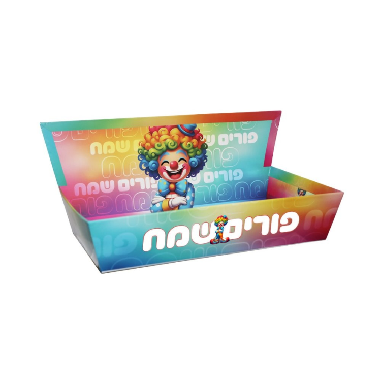 מגש קשיח למשלוחי מנות – פורים שמח | 35×20×16 ס"מ