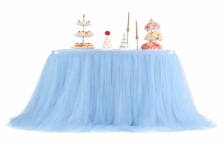 חצאית שולחן טול איכותית תכלת