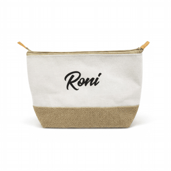 תיק איפור יוטה לבן+אופציה להוספת שם