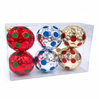 כדורים מבריקים לעץ אשוח -6 יחידות