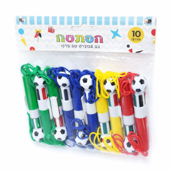 עט עם 4 צבעים דגם כדורגל-10 יחידות
