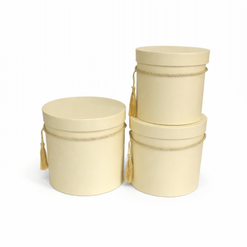 סט 3 קופסאות עגולות עם שרוך – גוון שמנת