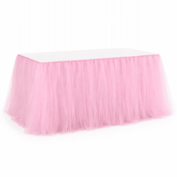 חצאית לשולחן טול ורוד בהיר שכבה כפולה