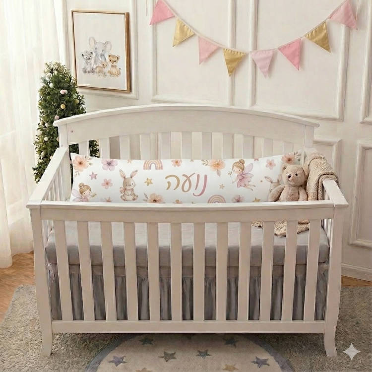 כרית ארוכה מעוצבת – לחדר ילדים או מיטת תינוק