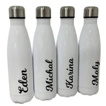 בקבוק תרמי לבן אופציה להדפסת שם