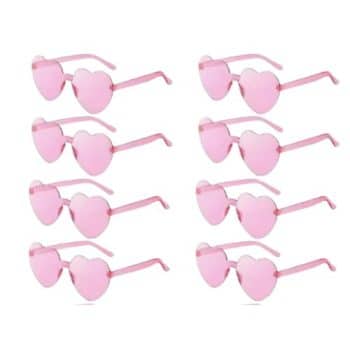 משקפיים בצורת לב ורוד -12 יחידות