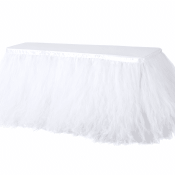 חצאית לשולחן טול לבן