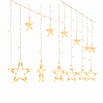 וילון לדים כוכבים אורות לבן חם