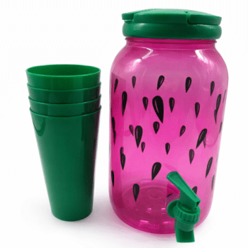 מיכל שתיה בעיצוב אבטיח+4 כוסות מתנה