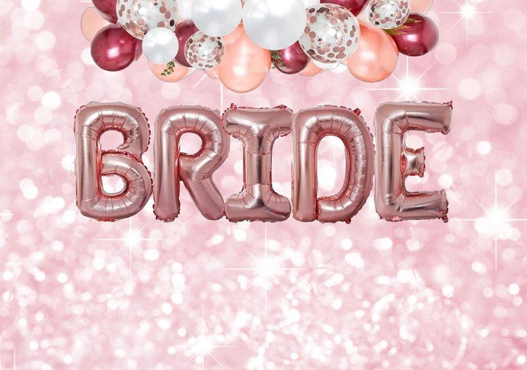 סט בלונים לניפוח עצמי BRIDE ענק רוז גולד