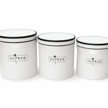 3 קופסאות עגולות לבן דגם flower