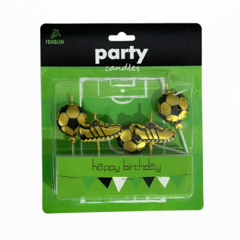 סט נרות כדורגל זהב מטאלי-5 יחידות